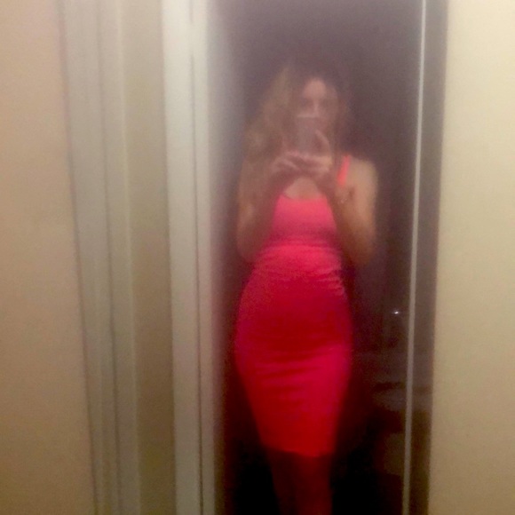 Neon pink summer tank dress - Picture 1 of 4